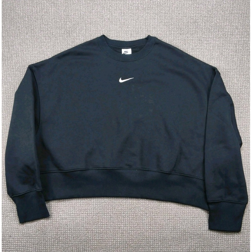 Nike Sportswear Phoenix Fleece Over-Oversized Cropped Crewneck Black Small